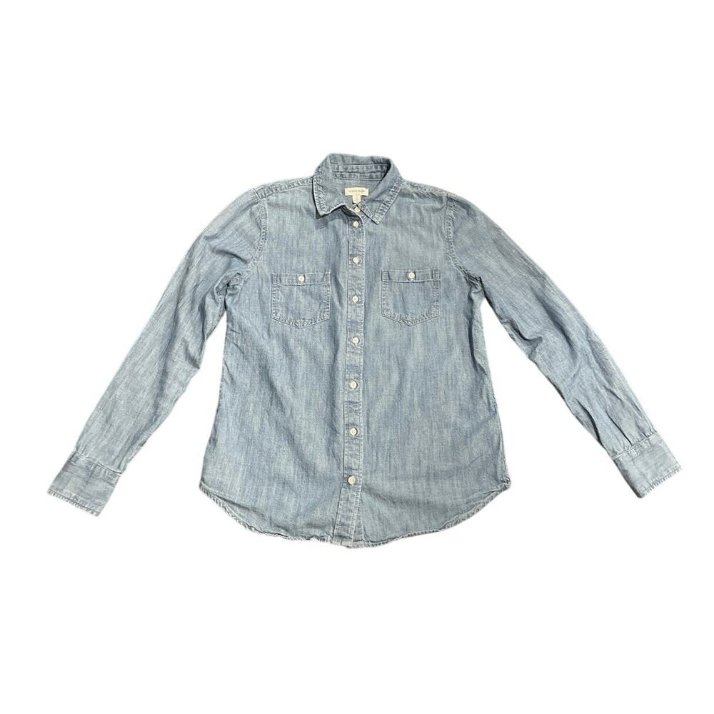 Nordstrom Denim Jean Long Sleeve Button Shirt SZ S Utility Western Chambray